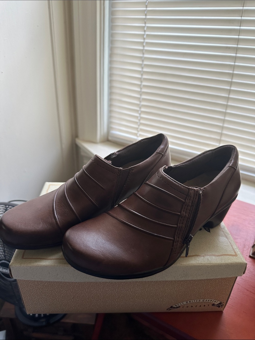 Brown Leather Slip-On Heel Loafer for Men